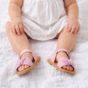 NWT Janie and Jack Baby Bow Sandal shoes Begonia pink 18 - 24 months